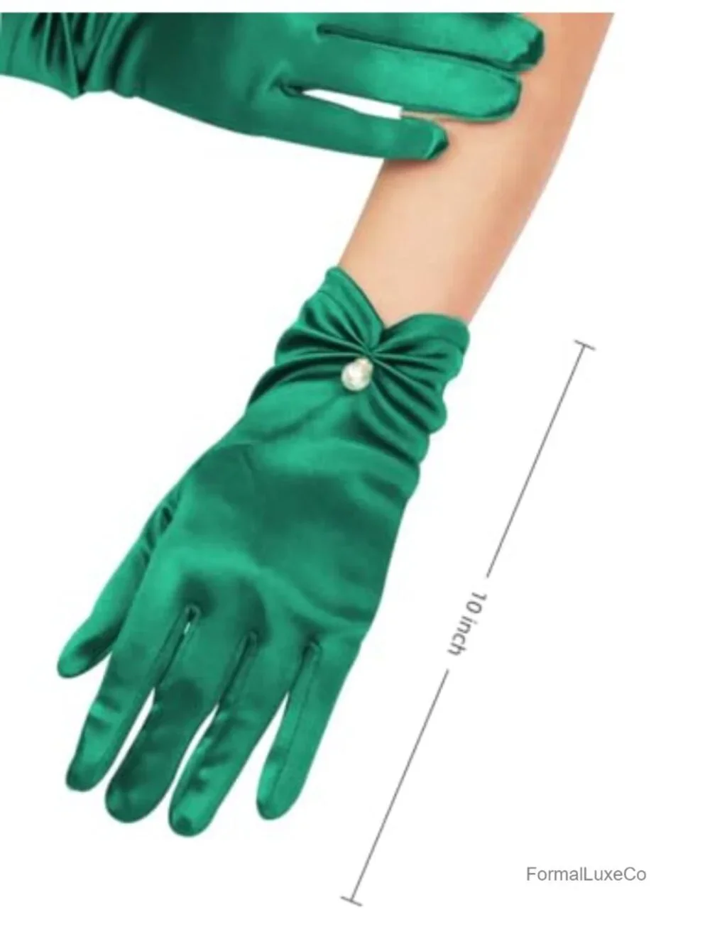Women's Short Satin Gloves with Bow for Wedding Party Bridal Accessory